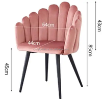 Chaise de salle à manger moderne en velours rose clair, élégante, style nordique, avec dossier rembourré, accoudoirs, hauteur réglable et pieds en fer dorés
