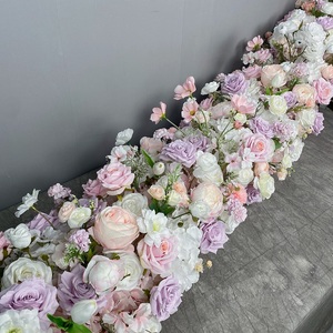 Fiore di cerimonia nuziale Centrotavola Bianco <span class=keywords><strong>Rosa</strong></span> di Colore <span class=keywords><strong>Rosa</strong></span> Floreale Runner Per Tavola di Nozze Centrotavola - Product Image 5