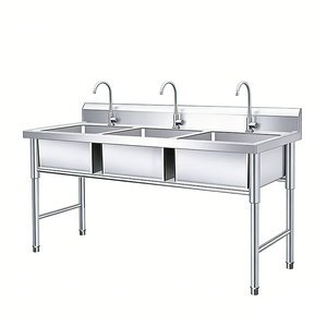 Évier commercial à trois bacs en acier inoxydable 201/304, revêtement <span class=keywords><strong>autonettoyant</strong></span>, résistant à la corrosion, facile d'entretien, du fabricant chinois - Product Image 5