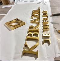 Logo d'entreprise 3D personnalisé en acier inoxydable et en laiton, lettres métalliques LED, lavable, alimenté par énergie solaire, grand/medium/petit panneau d'entreprise