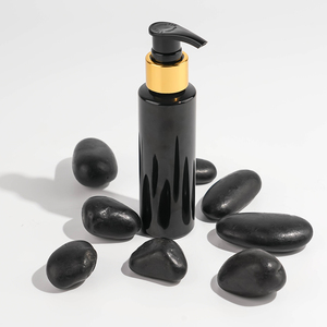 Emballage cosmétique luxueux 100ml <span class=keywords><strong>corps</strong></span> de <span class=keywords><strong>pompe</strong></span> en plastique PET noir avec col doré PP Lotion <span class=keywords><strong>pompe</strong></span> nettoyant Gel savon bouteille - Product Image 1