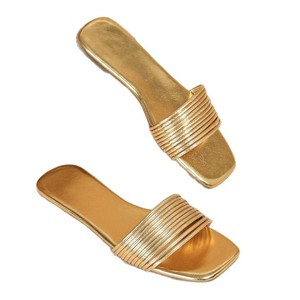 Sandalias planas de estilo hada con punta cuadrada y dorada, sin talón, para mujer, novedad de verano 2026 - Product Image 5