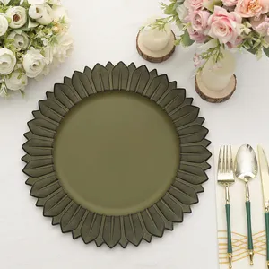 Placas de cargador de plástico redondas de lujo de buena calidad en oro plateado para fiestas, bodas y cenas, placa de cargador dorada - Product Image 6