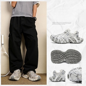 2026 Fashion Cross Lace Chunky Sneakers Breathable Mesh Casual <b>Shoes</b> for Men Women - Product Image 4