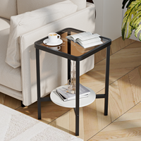 Table carrée en verre trempé de style moderne et simple, petite table d'appoint en fer pour appartement, salon, chevet ou canapé