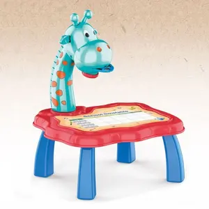 Multifunctionele Kid Tekening Bureau Met Giraffe Projector Educatief Tekentafel Speelgoed Met Afneembare Projectie Schilderij Tafel