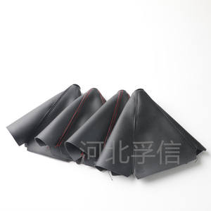 Housse de levier de vitesse universelle pour voiture, en cuir noir avec surpiqûres rouges, pour remplacement et réparation - Product Image 2