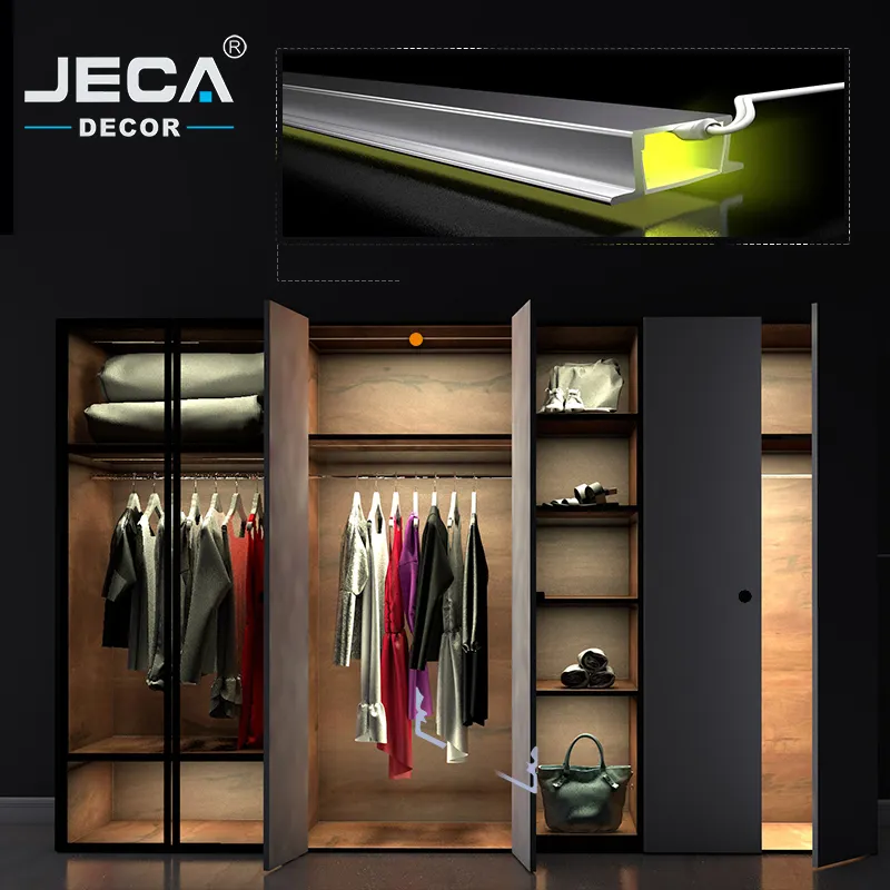 فوشان مصنع JECA تصميم جديد الألومنيوم الشخصي ل ليد شرائط إضاءة الصمام الألومنيوم الشخصي ل خزانة الديكور OEM شعار