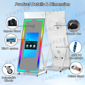 Cabina Fotografica a Specchio con Fotocamera e Stampante, Cabina Fotografica in Vetro con Schermo Touch Screen Completa - Product Image 2