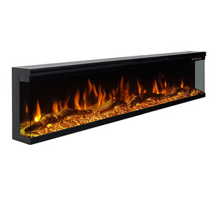 Cheminée électrique murale <span class=keywords><strong>panoramique</strong></span> moderne à 3 faces avec chauffage intégré pour salon - Product Image 2