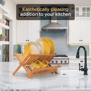 Bamboo Drain <b>Rack</b> X-Shaped Quick Dry <b>Dish</b> <b>Rack</b> Kitchen Dining Room Storage <b>Rack</b> - Product Image 3