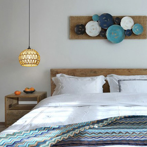 Rattan Pendant Light Round E27 Bulb Base Single-Head Chandelier For Living Room Bedroom <b>Study</b> Dining Room - Product Image 3