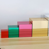Usine personnalisée acrylique coloré miroir carré boîte de rangement plexiglas personnalisé boîte cadeau