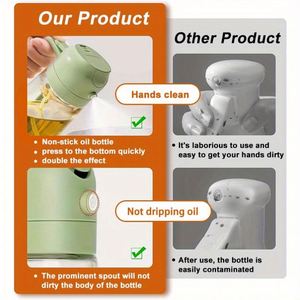 Bouteille Distributrice d'Huile d'Olive 2-en-1 en Verre Épais de 470 ml – Grande Capacité pour Cuisine, Vaporisateur d'Huile d'Olive - Product Image 3