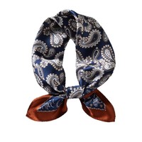 Selendang Sutra Mewah Motif Paisley untuk Wanita, Syal Satin Elegan, Selendang Custom Logo untuk Aksesori Fashion Wanita
