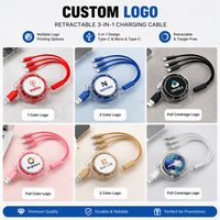 Großhandel Individuelles Logo Einziehbares 3-in-1-Ladegerät Flaches USB-Kabel Handy-Ladegerät für Werbegeschenke