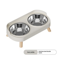 Offre Spéciale – Gamelle Double Anti-Déversement et Anti-Roulis en Acier Inoxydable et ABS pour Chats et Chiens – Protection du Cou – Accessoires pour Animaux de Compagnie