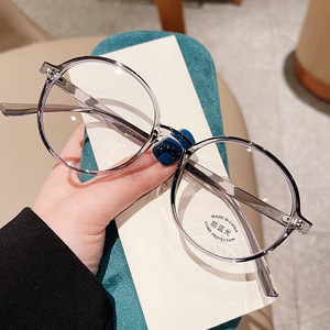 Montura de gafas redondas retro Qianai TR90 con filtro de luz azul, gafas de miopía lisas para mujeres, hombres, unisex - Product Image 2