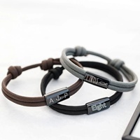 Bracelets tressés personnalisables en acier inoxydable 316L, gravables, avec lettres ajustables, bijoux en corde pour couples et meilleurs amis