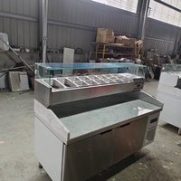 Table de préparation à pizza professionnelle en acier inoxydable, comptoir réfrigéré en marbre pour pizzas, vitrine réfrigérée à refroidissement par air