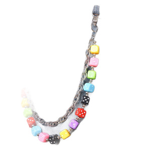 Colorful Dice <b>Waist</b> <b>Chain</b> Double Layer Metal <b>Chain</b> For Pants Unisex Fashion Accessory Casual Geometric Design Zinc Alloy - Product Image 5