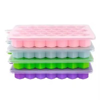 Bac à glaçons en silicone nid d'abeille à 33 cavités avec couvercle en plastique - Fabrication de glaçons maison écologique pour la cuisine