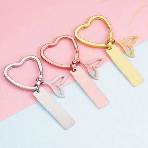 Heart Blank Metal Keychain Personalized DIY <b>Custom</b> Mirror Polished Gold Stainless Steel Key Ring Laser Engraving Logo Key Chains - Product Image 1