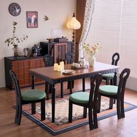 Ensemble table et chaises de salle à manger en bois massif de style vintage français du milieu du siècle, plateau télescopique réglable, garantie 10 ans