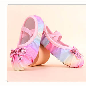 Zapatos de Ballet con Lentejuelas para Niñas, Suela Blanda, Calzado de Práctica, Rosa, Morado, con Lazo, para Clases de Danza China para Niñas Pequeñas - Product Image 6