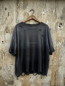 Camisetas de Algodón 100% Lavadas con Efecto Desgastado Vintage Personalizadas de Fábrica Hongguan, Camiseta de Manga Corta con Estampado para Hombre, Corte Holgado - Product Image 3