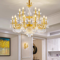 MEEROSEE Grand Lustre En Or En Alliage De Zinc Lustres Classiques Lampes Suspendues pour Villa Escalier Maison Hôtel MD98076-Big