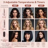 Alat Pengeriting Rambut Otomatis 3in1 dengan 2 Barel Keramik dan Sisir Pelurus Rambut, Pengeriting dan Sisir Pelurus Rambut