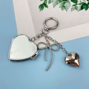 High Quality Double Sides <b>Mirror</b> Keychain Stainless Steel Pocket Heart Oval Metal Pocket Keyring Makeup <b>Mirror</b> - Product Image 4