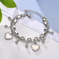 Bracelet personnalisé pour femmes en acier titane fait à la main double couche gravé en forme de cœur Accessoires de mode Mode principale argent or