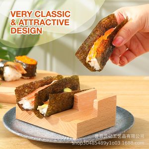 Wooden Sushi Roll Holder Rectangular Rice Ball Stand For Serving Display - Product Image 1