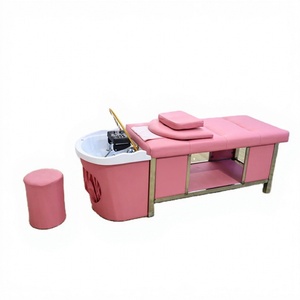 Kisen Lit de lavage capillaire électrique incurvé, personnalisable avec chauffage optionnel, pour soins vapeur et spa capillaire, mobilier de salon de beauté - Product Image 1
