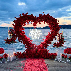 Arco de Flores Artificiales Rojo T-HFA128, Arco de Corazón de Rosas de Lujo, Arco de Flores de Seda de Lujo para Decoración de Arreglos de Boda - Product Image 3