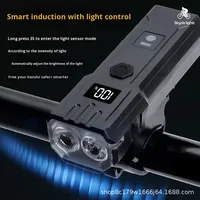 Phare avant de vélo à énergie solaire, rechargeable USB-C, double LED, longue portée, étanche ABS, affichage numérique, 6ème lumière