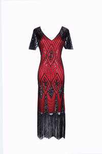 ชุดเดรสปาร์ตี้สไตล์ยุค 20 สำหรับผู้หญิง ชุดราตรีสไตล์ยุค 1920 แบบ Great Gatsby ประดับเลื่อมและพู่ห้อย ชุดเดรสยาวปานกลาง สไตล์วินเทจ ศิลปะอาร์ตเดโค ชุดเดรสสีดำย้อนยุคสำหรับฤดูร้อน - Product Image 5