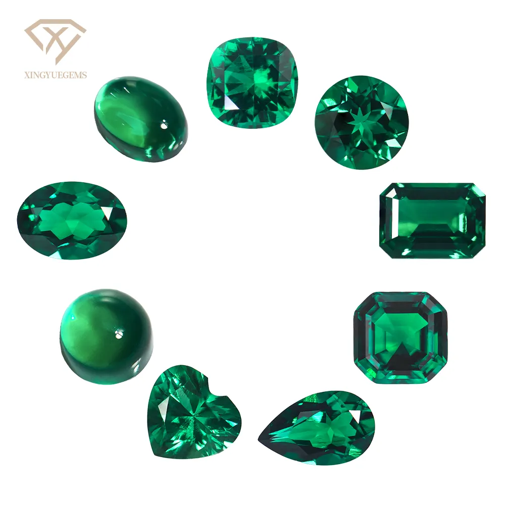 Xingyue Source Factory price synthetic loose gemstone hydrotherma zambian Oval lab grown created green emerald stone