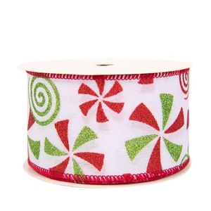 Rubans de Noël transfrontaliers <span class=keywords><strong>Maju</strong></span> – Grinch aux cheveux verts magnifiques, en satin polyester gaufré imprimé rouge et vert - Product Image 6