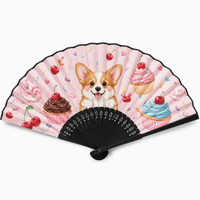 Éventail pliant en bambou de style japonais imprimé sur mesure avec motif de fleurs de prunier et logo OEM ODM Fabricant de cadeaux promotionnels