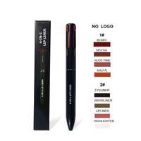 Stylo Maquillage 4 en 1 à Logo Personnalisé, Crayon Sourcils, Eyeliner, Crayon à Lèvres et Highlighter 4 Couleurs Marque Privée