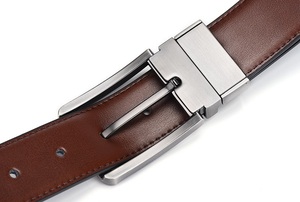 Venda quente Girado Fivela Cinto de Couro dos homens Luxo Reversível Fivelas Cintos Menino Couro Cintos de Couro Genuíno para Homens Calças Jeans - Product Image 6