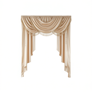 Cortina de cascada de seda sintética color champán de 38x46, elegantes cortinas para decoración de ventanas - Product Image 1