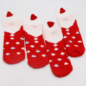 Chaussettes en velours pour <span class=keywords><strong>femmes</strong></span>, couleur corail, pour noël, vente en gros, en coton, personnalisées, Calcetines, style poupée de neige, 2021 - Product Image 1