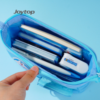 Joytop 102931 Trousse à crayons rectangulaire personnalisée en gros, pochette à stylos, sac à papeterie à fermeture éclair, fenêtre transparente pour l'école