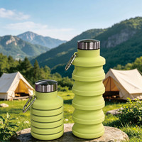 Bouteilles d'eau pliables en silicone pour l'extérieur, gourdes de sport portables et extensibles, anti-fuite, réutilisables, sans BPA
