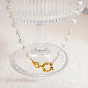 요약 천연석 봄 버클 페르시 쇄골 체인 18K 금도금 스테인레스 스틸 진주 DIY 목걸이 쥬얼리 - Product Image 3