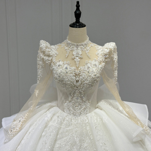 Xs229 Robe de mariée avec perles, broderies et sequins, détail nœud, dos lacé, ajustement personnalisable Jancember - Product Image 4